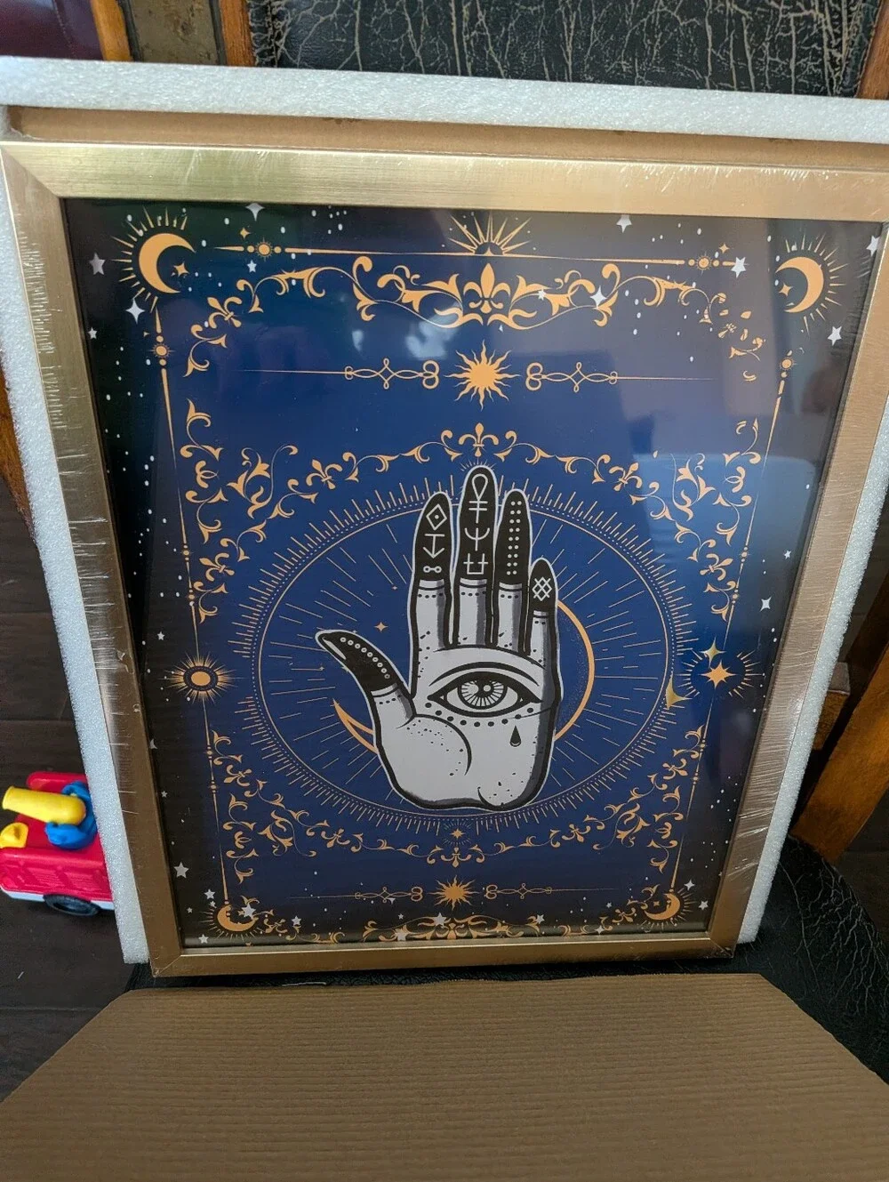 Gothic Halloween Wall Art Trio - Navy & Gold Accents